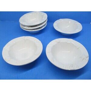 Sea Life Embossed Lobster Crab White Cereal Snack Bowls  Bundle of 6